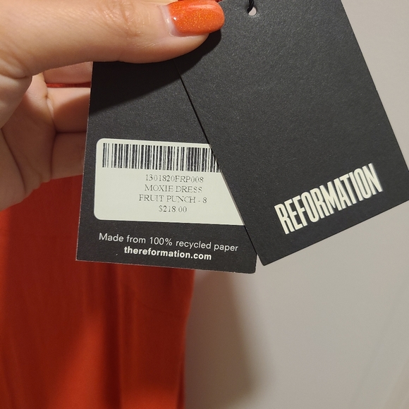 Reformation Moxie Dress Size 8 in Fruit Punch orange red - Picture 3 of 6